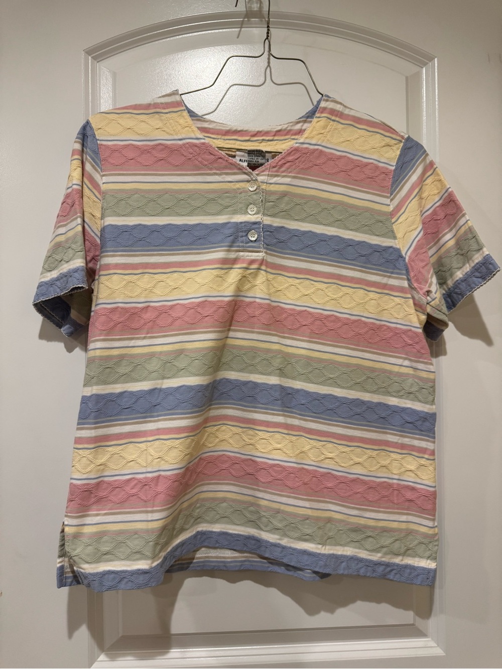 Alfred Dunner Pastel Striped Henley Top